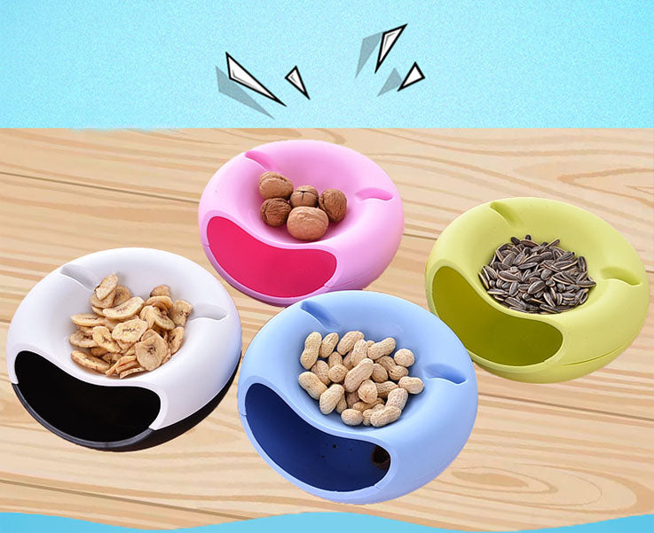 Creative Shape Snack Bowl Plastic Double Layers Snack Storage Box Bowl Fruit Plate Bowl With Phone Holder